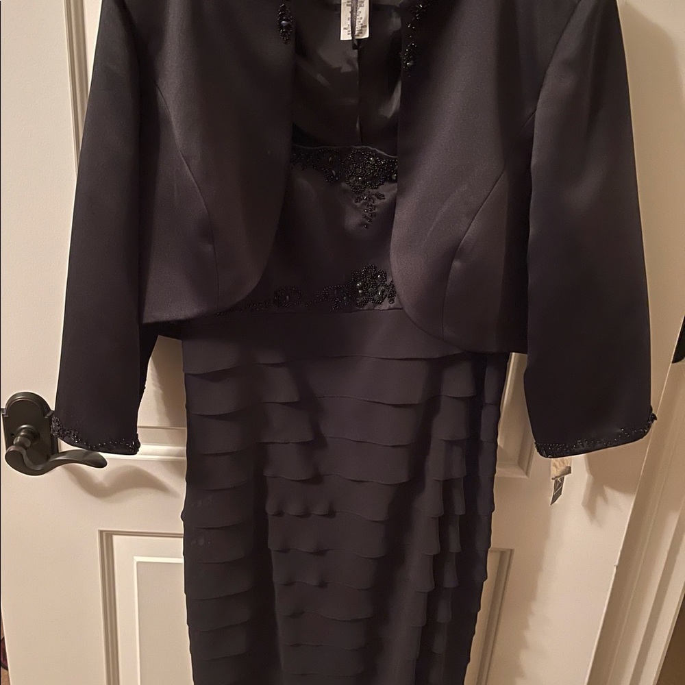 Alex Evenings 2 Piece Jacket Dress Size 16 Black